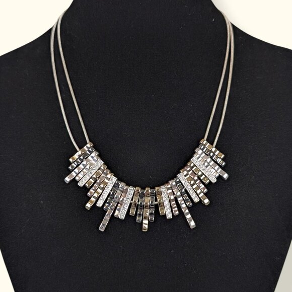 Nine West Mixed Metal Rhinestone Necklace - Picture 1 of 6